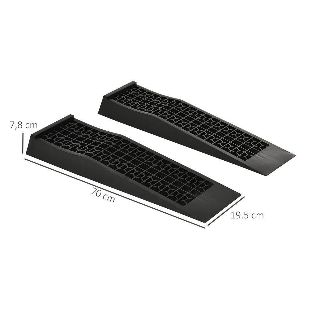 2-Piece Ramp Set, Threshold Ramp, Curb Ramp, Rubber Ramps, 3 Ton Load Capacity, Plastic, Black