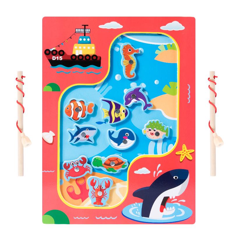 Magnetic Wooden Ocean Fishing Game for Kids - Educational Fun for Boys and Girls
