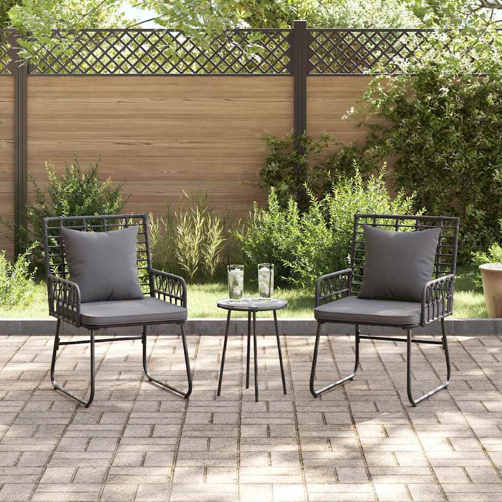 Garden Dining Set 3 pcs Black and Anthracite Poly Rattan