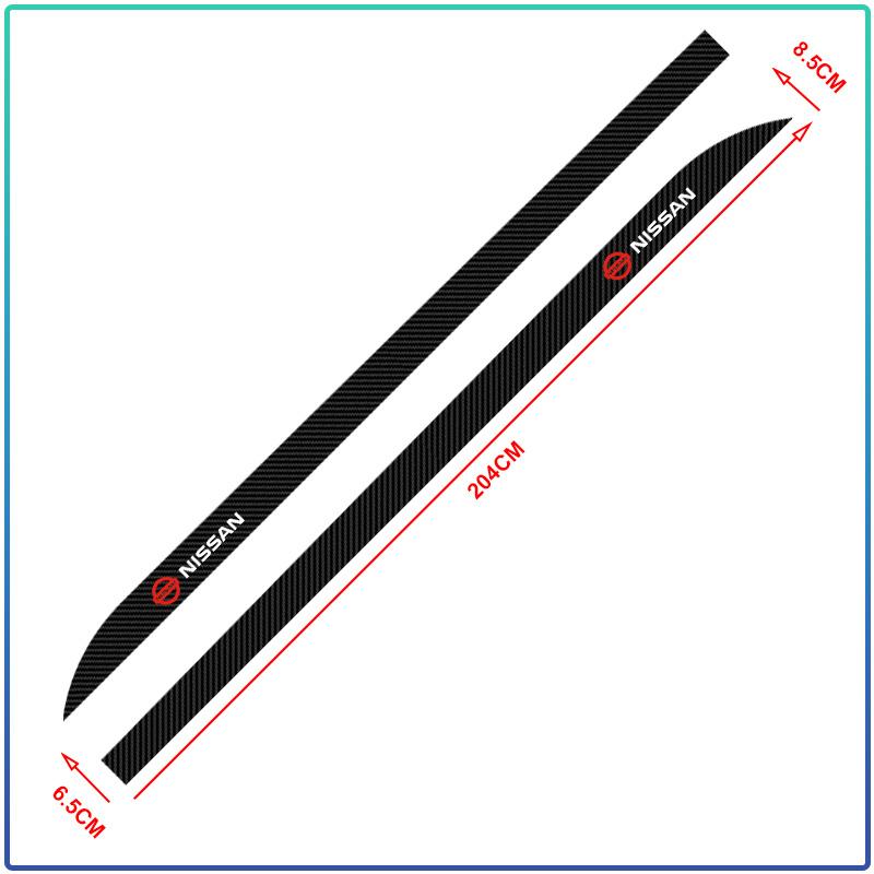 2pcs Carbon Car Door Side Skirt Sill Stripe Sticker Decals Styling For Nissan GTR X-trail Tiida Qashqai J10 J11 Leaf Kicks Versa Teana Skyline Almera