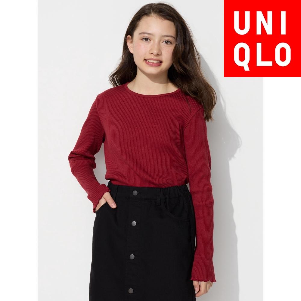 

Uniqlo JAPAN GIRLS ребристая мягкая футболка 01 OFF WHITE/150