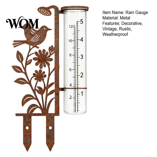 Regenmesser für Garten Außenbereich, 7,8 Zoll Messgeräte zur Niederschlagsmessung, Frostsicher Dekorativer Vogel und Blume Messgerät, Vintage Hof Dekoration Künstlerisch