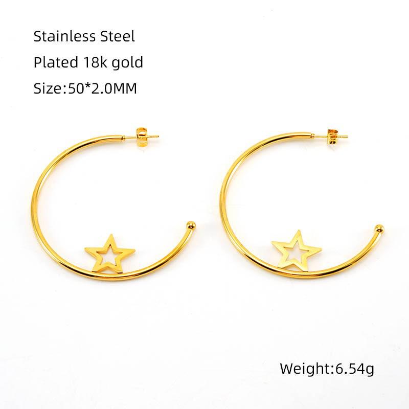 

18K Gold Stainless Steel Heart & Butterfly Earrings for Women - Non-Fading Exaggerated Design 18K Gold