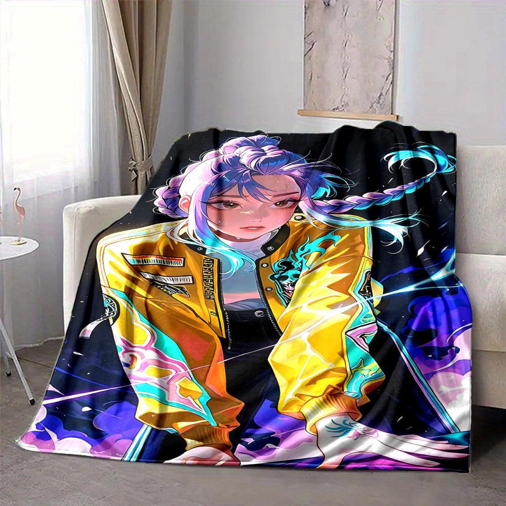 

1pc KPop Demon Hunters Cozy Print Blanket Lightweight Warm Flannel Throw Blanket For Sofa, Bed, Living Room 80x120cm