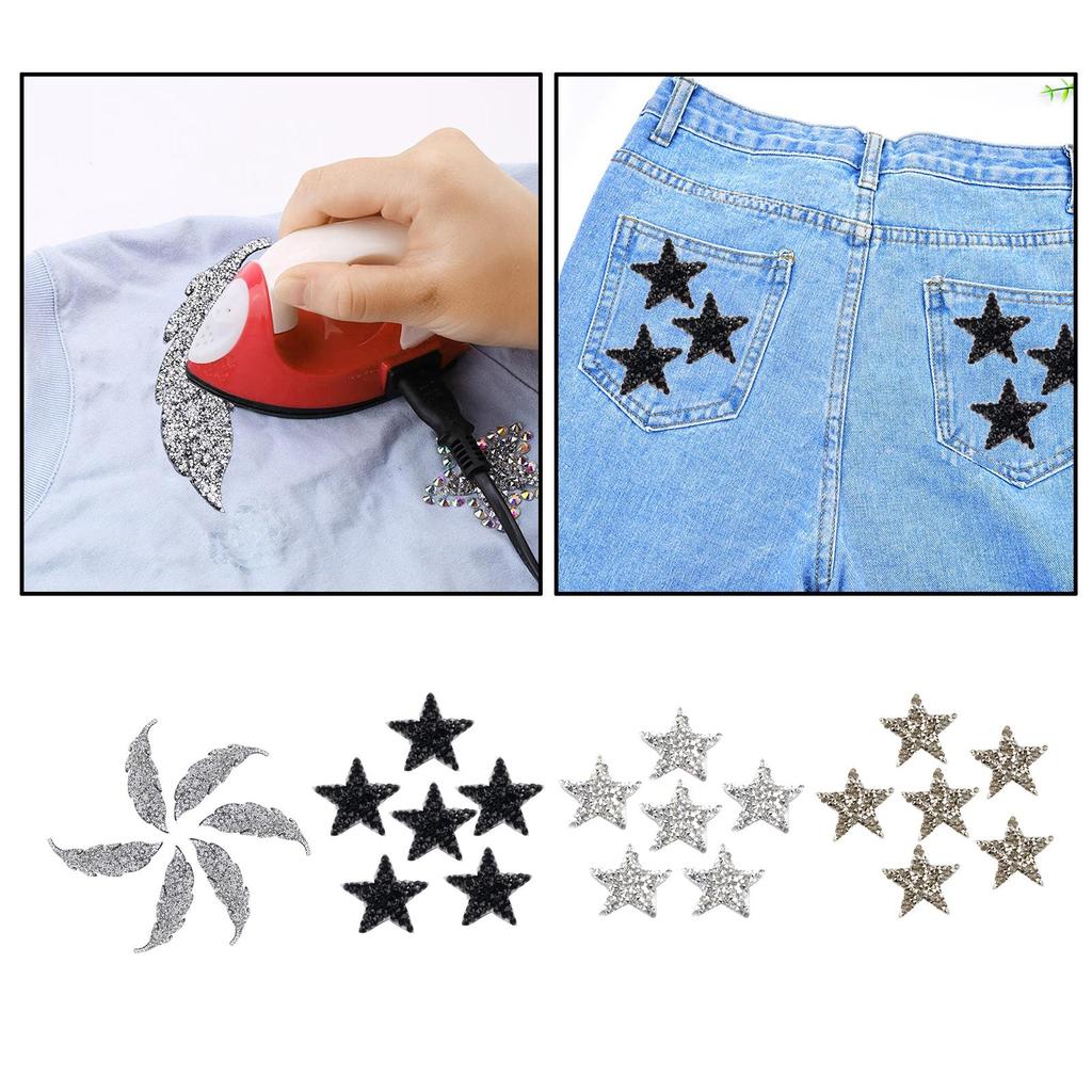 6pcs Rhinestone Star Patches Applique Patches Clothes Stick Sticker Badge