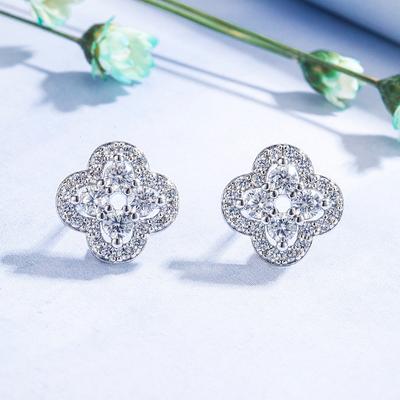 2026 Light Luxury Full Diamond Temperament Earrings Women's Lucky Four-leaf Clover Earrings Simple Niche Design Earrings Earrings