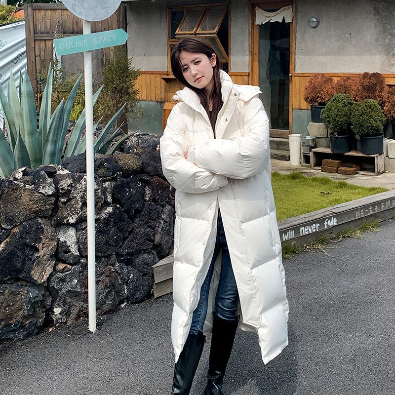 Down Jacket Women's Super Long New Winter Thickened Loose and Thin College Style Couple Down Jacket