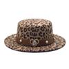 Outdoor Western Leopard Print Cowboy Hat Women's Retro American Woolen Jazz Top Hat Rhinestone Felt Hat