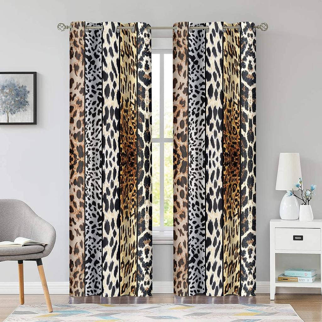 Wild Animals Print Window Curtain Living Room Blackout Curtains For Living Room Bedroom Leopard Home Decor Aesthetic 2 Panels