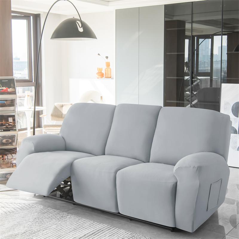 1/2/3 Seater Solid Color Elastic Recliner Sofa Cover Stretch Spandex  Armchair Covers Removable Couch Slipcovers Home