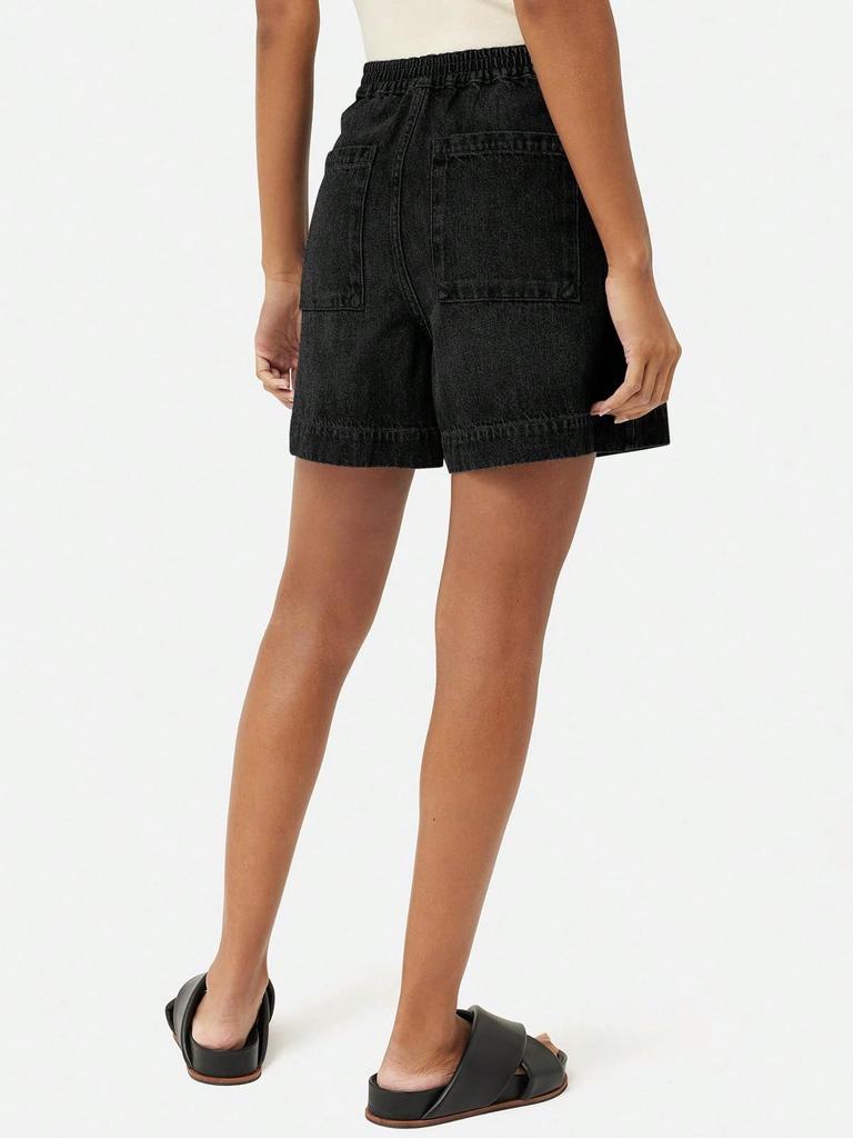 Women's High Waist Wide Leg Denim Shorts Casual Summer Jean Shorts with Pockets