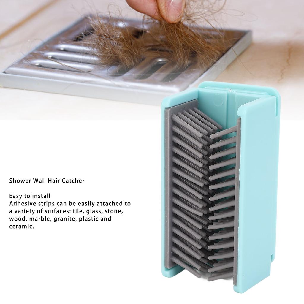 Shower Wall Hair Catcher Avoid Clogged Drains Easy To Use Silicone Hair Trap Drain Protector for Bathroom Blue