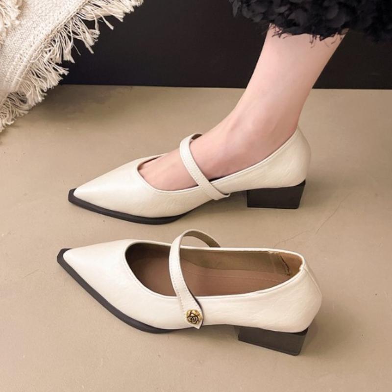 Fashion 2025 New Spring and Autumn Women's Jane Pointed Shoes Korean Style Ladies' Casual High Heels Work and Party Wear