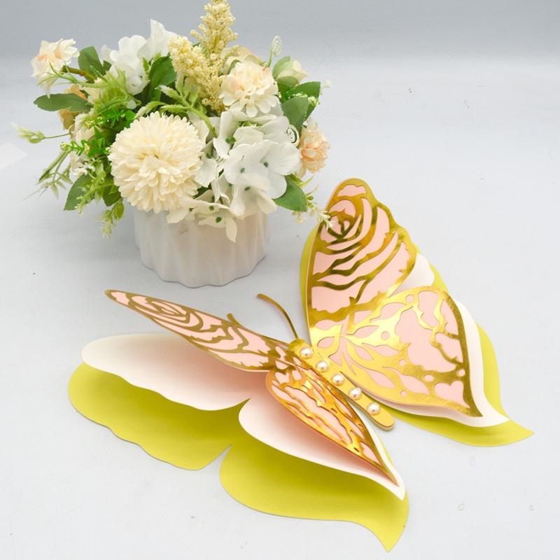 3D Wall Butterfly Sticker Bead Glitter Wallpaper Decal Insect Art Decal Stickers for Home Kids Nursery Classroom Wedding Gift