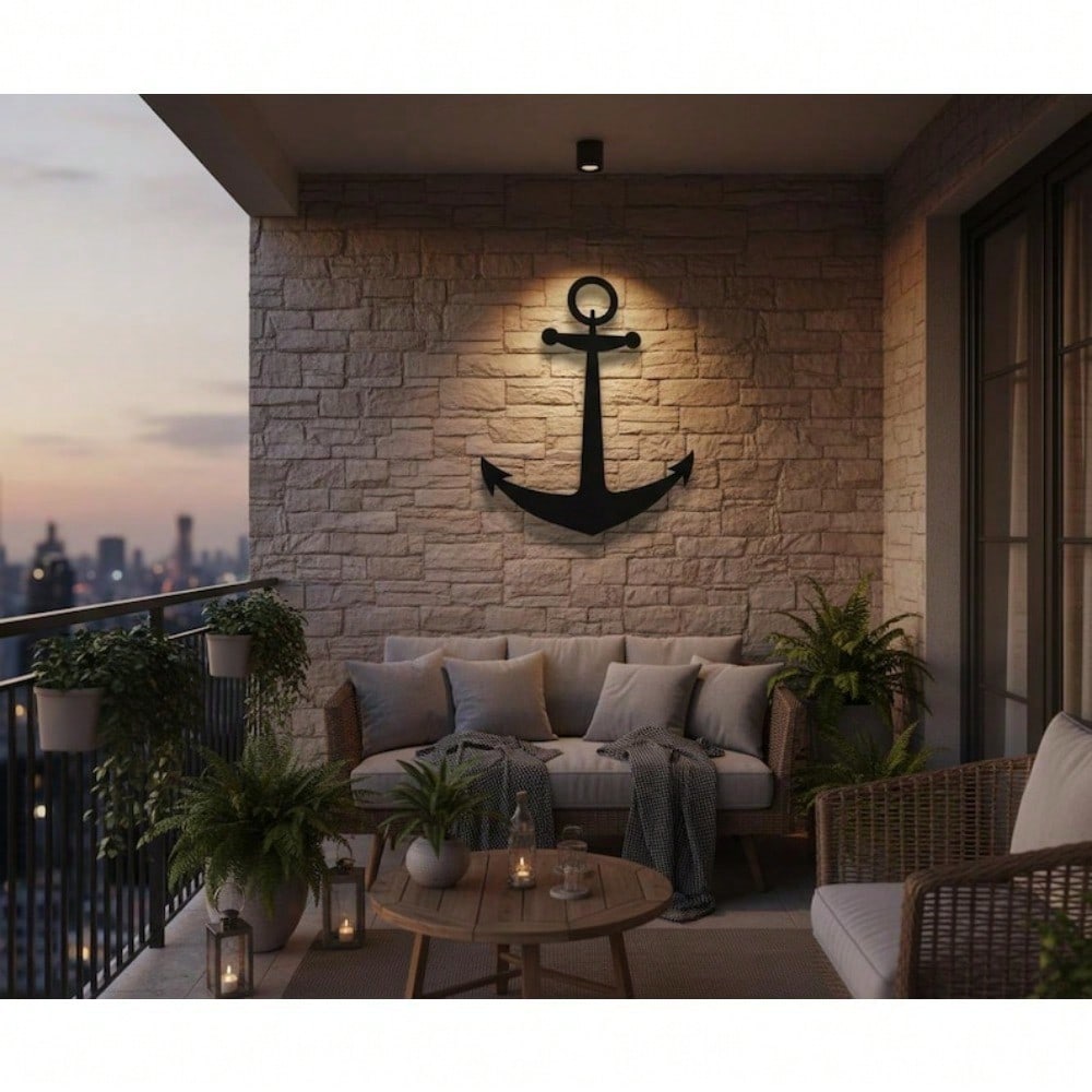Rotating Metal Anchor Wall Art, Nautical Ship Sculpture for Coastal Beach House Decor & Sailor Gift