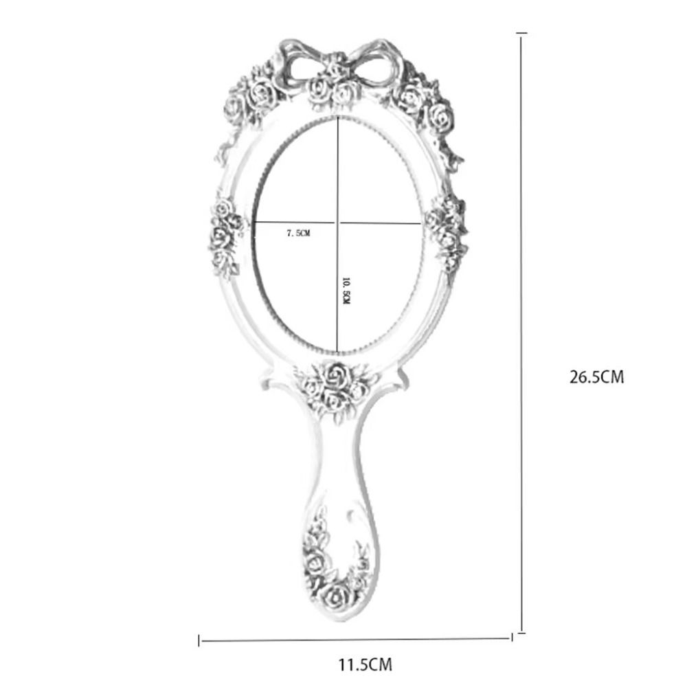 Embossed Rose Cosmetic Mirror Single-Sided Vintage Mirror Portable Handheld Mirrors Women Girls