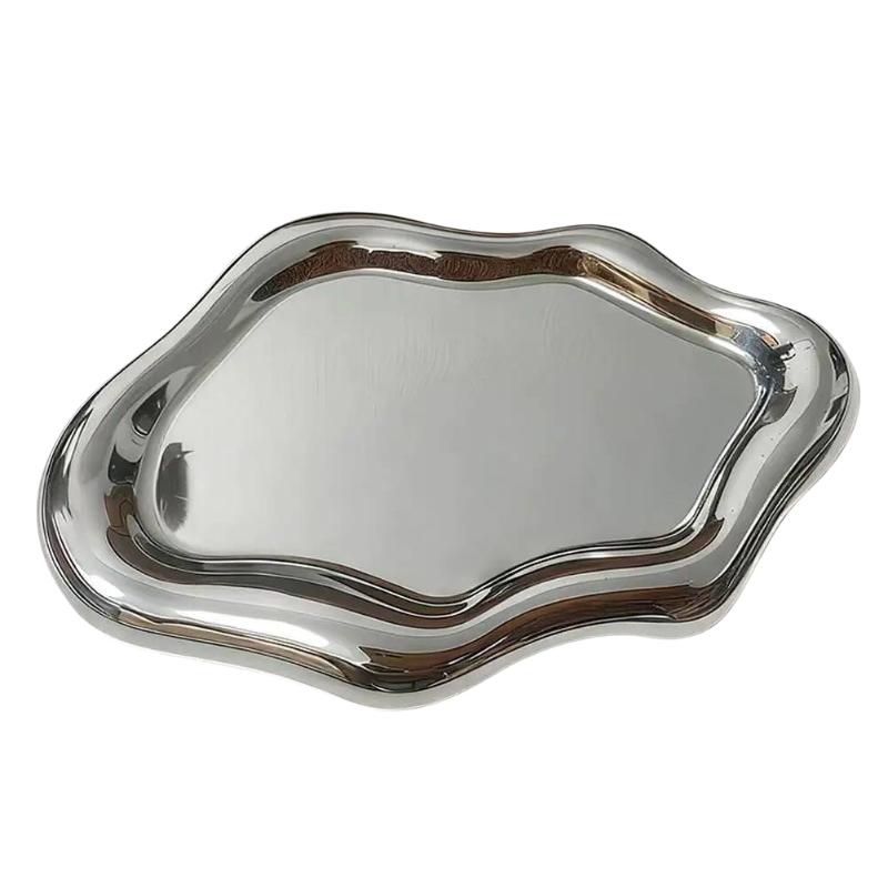 Vassoio Decorativo Irregolare a Forma di Nuvola Finitura Lucidato a Specchio Vassoio Piccolo Portatile per Toeletta Bagno Viaggio Hotel Decorazione da Tavolo