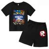 2025 MINISO Roblox Tshirt Kids Clothes Girls Tops Summer Baby Shorts Sports T-shirt Boys Shorts Children's Clothing Suit 414years