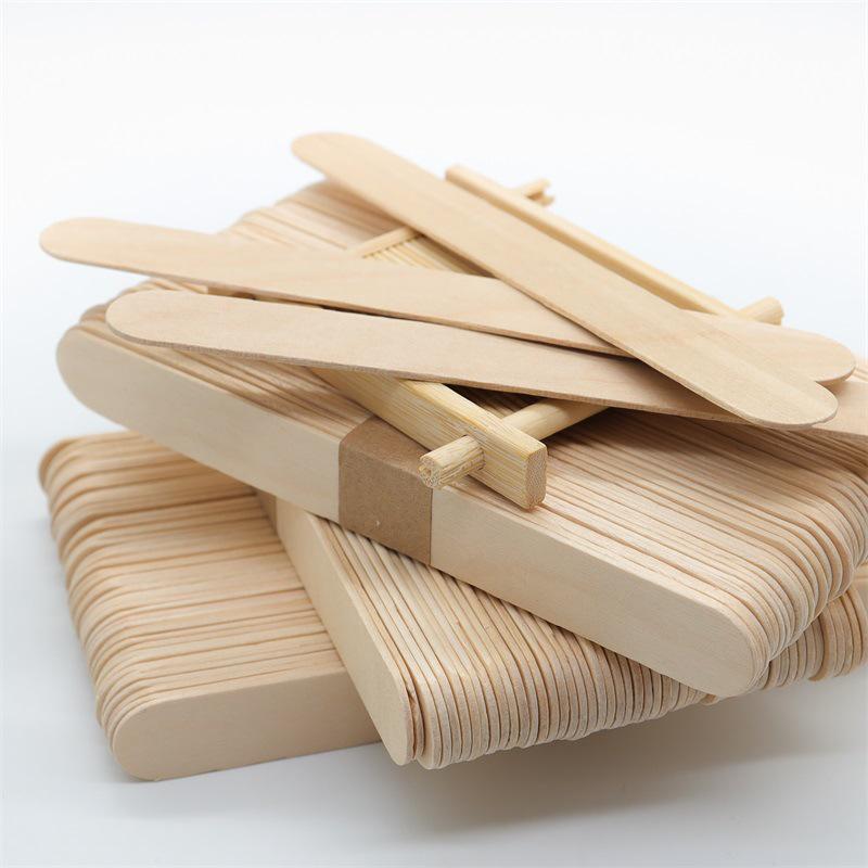 50 Wooden Popsicle Sticks for DIY Projects, Original Birch Color