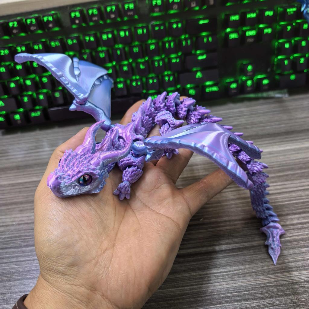 30CM 3D Printed Simulated Eyes Flying Joints Can Move Dragon Baby Ornaments Rockery Fish Tank Landscaping Decoration