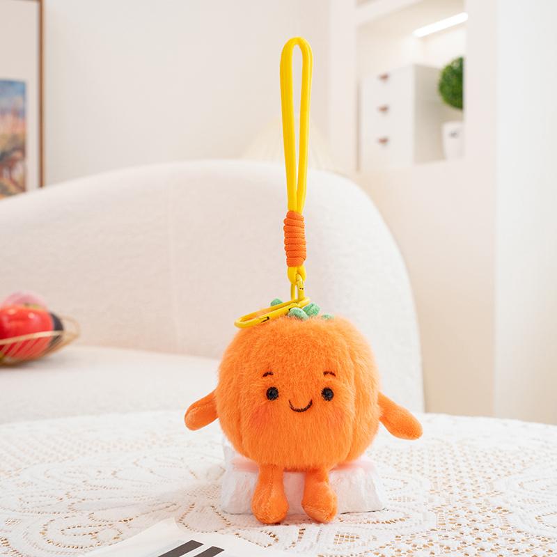 Kawaii 10cm Fruchtförmiges Plüschtier Anhänger Niedliche Hami-Melone, Honigpfirsich, Durian Rucksack Plüschanhänger Schlüsselanhänger beige