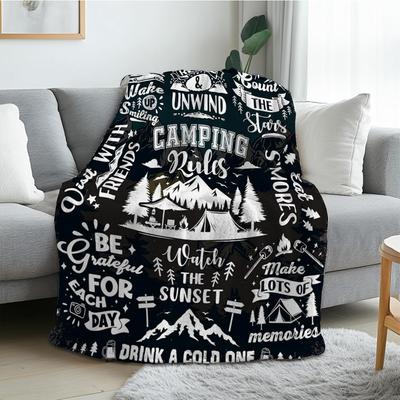 130x150cm Flanell Heim-Wärmedecke Wohnmobil Camping Reise Schwarz-Weiß Bedruckte Decke Büro Wohnheim Mittagspausen-Decke