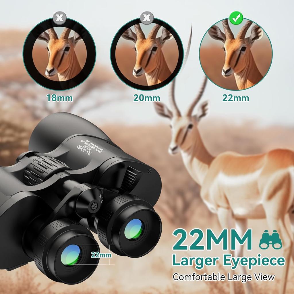 MLight 10-30X50 Zoom Binoculars for Adults, High Powered Military Binoculars for Bird Watching, Hunting, Outdoor, Hiking, Concerts Large