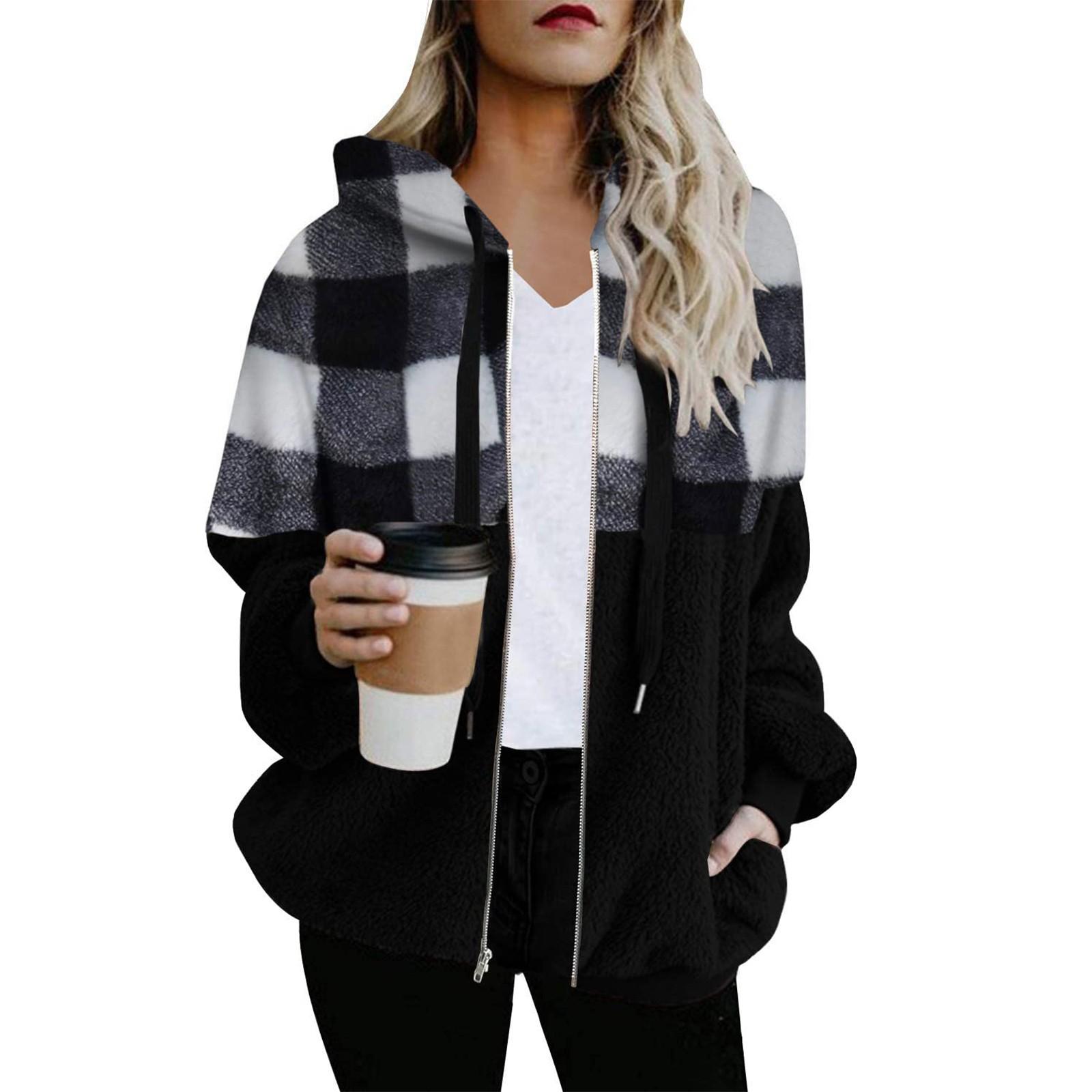 

Жіночий вільний кардиган із плюшевою панеллю на блискавці L чорний