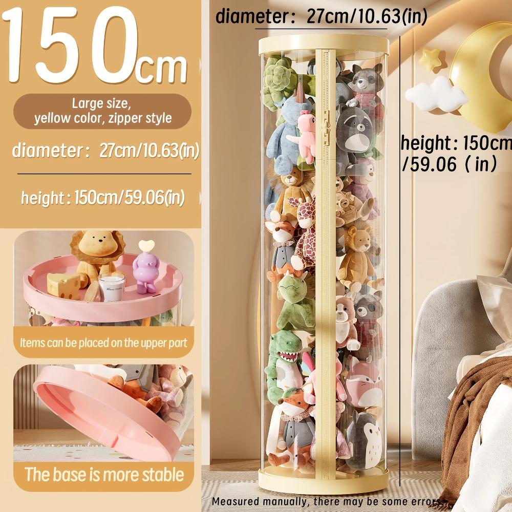 Transparent Storage Box Put Dolls Plush Toys Storage Cylinder with Lid Perfect for Christmas & Halloween Decor All-Round Display