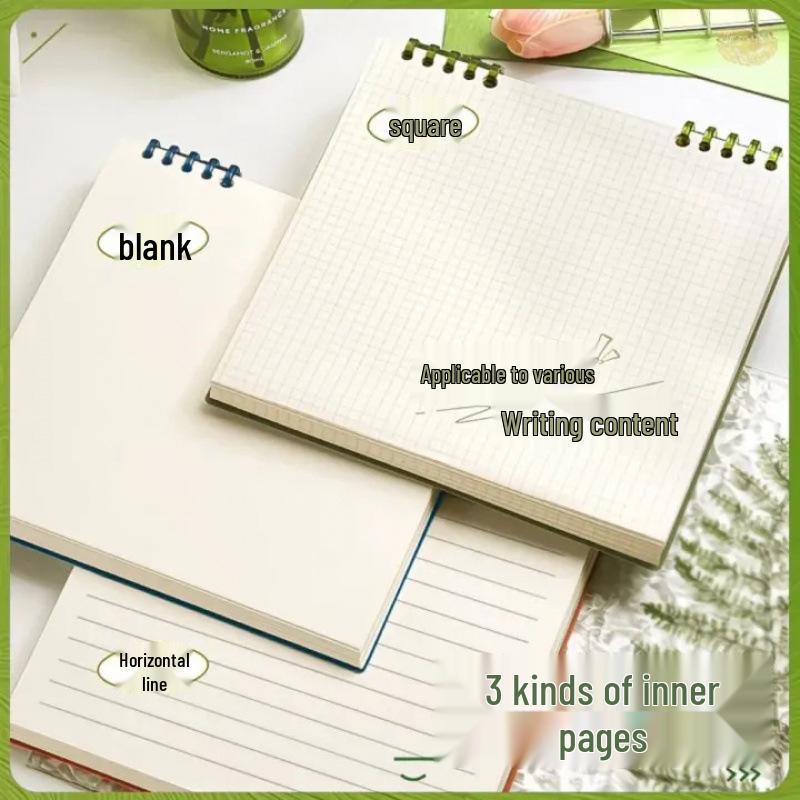 Retro Square Grid Flip-Open Loose-Leaf Student Notepad