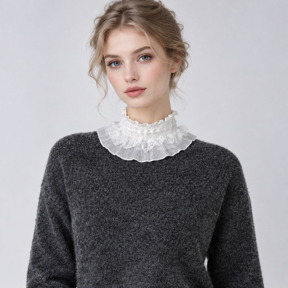 Ruffle Trim Lace Collar White Black Wrist Cuffs Clothing Accessory Fake Cuffs Daily Outfit