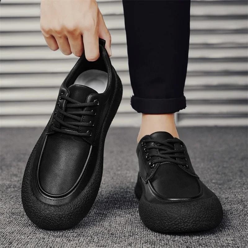 Трендовая мужская кожаная повседневная обувь дышащая удобная универсальная белая обувь — фото 6