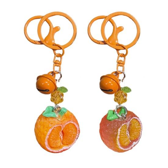 Bag Pendant 1:1 Realistic Orange Shape Resin Keychain with Bell Sound High Simulation Fruit Charm Key
