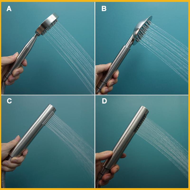 Brushed Gold Handheld Shower Head Wall Mounted Brass Bracket Stainless Steel Handheld Shower 1.5M Hose Bathroom Accessories