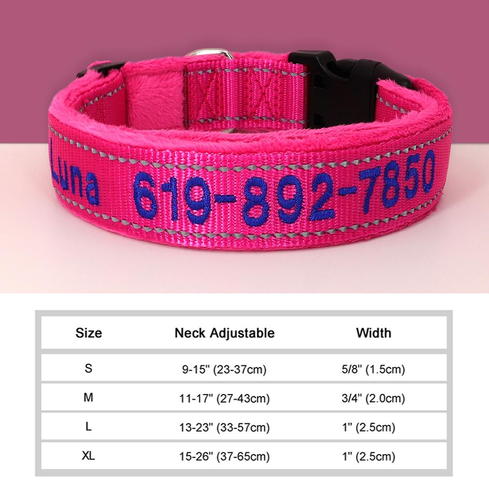 

Персонализированный вышитый ошейник для собак, светоотражающий нейлоновый индивидуальный идентификатор, имя, аксессуары, мягкие ошейники для домашних животных для маленьких, средних, больших собак S