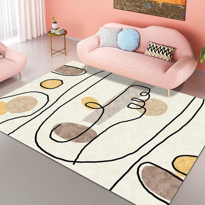 Retro Geometric Style Living Room Carpet Bedroom Bedside Carpet Modern Minimalist Luxury Floor Mat