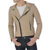Men's Genuine Lambskin Beige Leather Jacket Stylish Motorcycle Bomber Biker Outerwear MJ 243