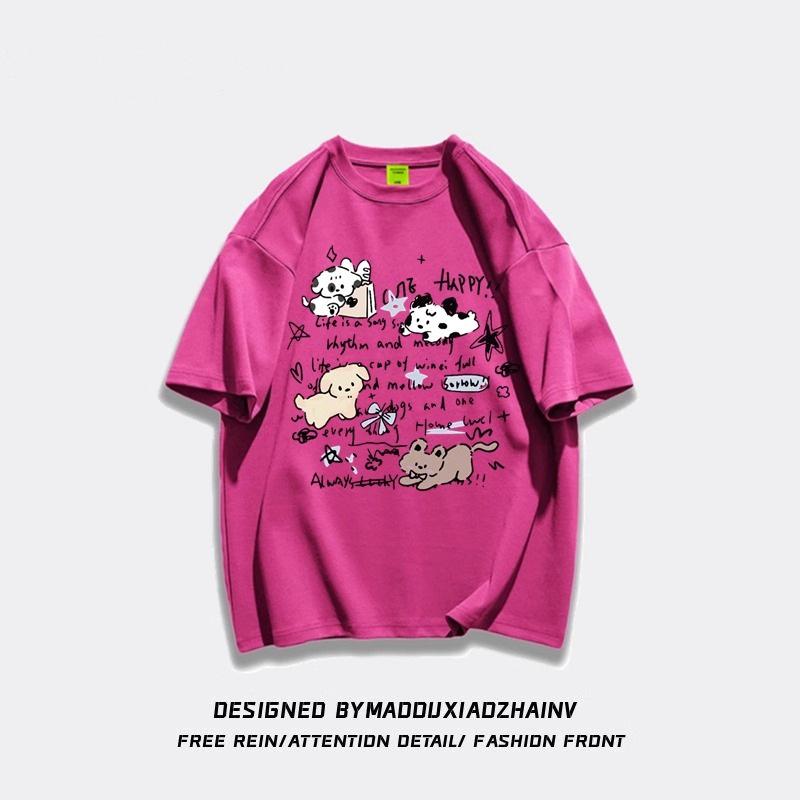 Baumwoll-Cartoon-Oversized-Kurzarm-T-Shirt für Damen - Schicker Sommer-Hongkong-Stil