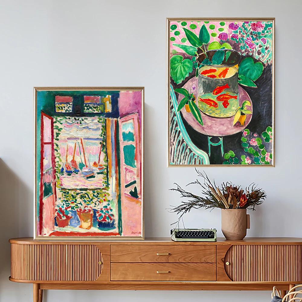 Henri Matisse Klassische Kunstwerke Buntes Landschaftsposter Frauenporträt Katze Blume Leinwanddruck Wandkunst für Zimmer Heimdekoration