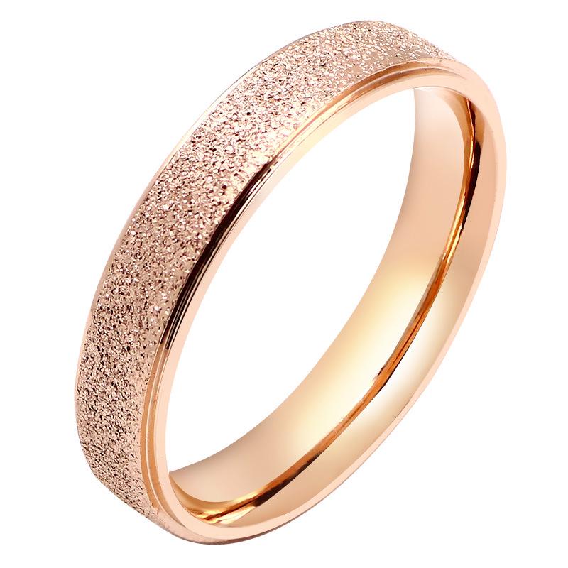 Rose Gold Titanium Steel Sandblasted Rings for Couples - Women's Fashion Jewelry
