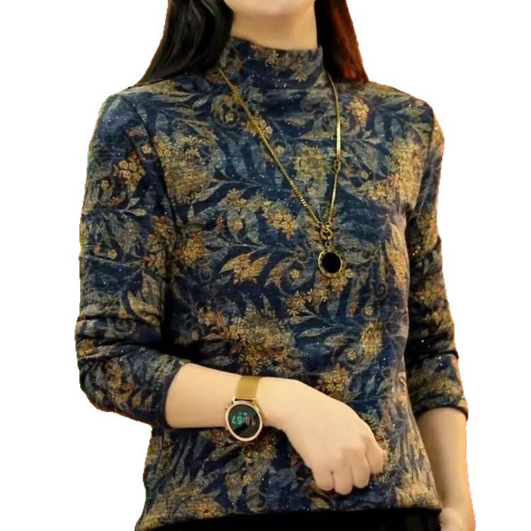 New Autumn/Winter Fashion High Neck Velvet Base Layer Top – Age-Reducing for Women