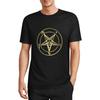 Gold Baphomet Inverted Pentacle Pewter Satanic Goat Cotton T-Shirt for Men Summer T Shirts Graphics Tee Crew Neck Top