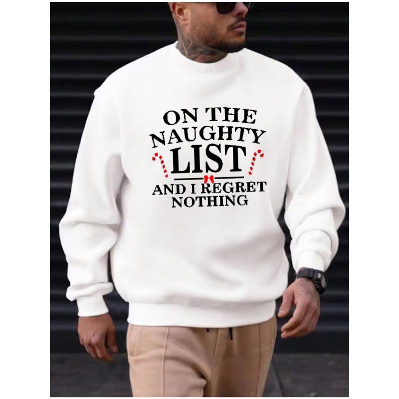 Warm Men s Crew Neck Sweatshirt, Polyester Fabric, Loose Fit Pullover Sweatshirt for Fall Winter XXL белый