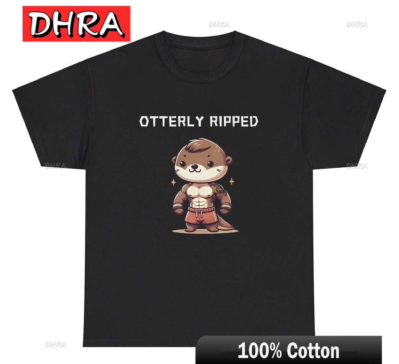 Otterly Ripped Otter Muscles Gym TShirt Funny Bodybuilding Cover Working Out Tee Clothing Urban Vintage Colorful Tops Unisex S