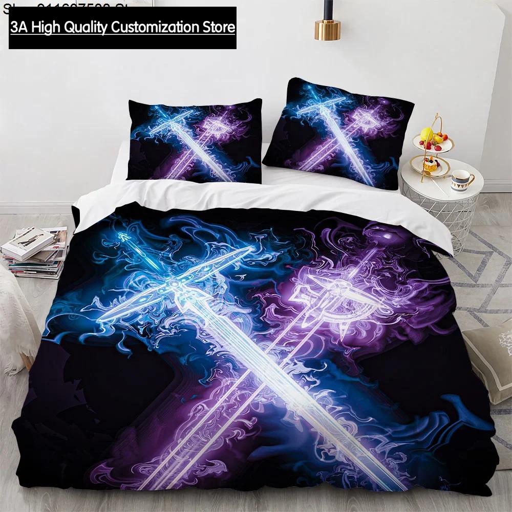 Sword Art Online Bedding Set Anime Duvet Covers King Queen Double Twin Size Adults Boys Bed Linens Single Double Size Decor Home