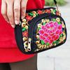 Peony Embroidery Flower Shoulder Bag Canvas Zipper Flower Purse Wallets  Daily