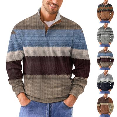 Męska bluza retro casual z nadrukiem gradientowym