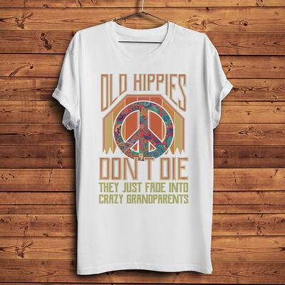 Old Hippies Not Die Funny Vintage Letter T Shirt Unisex Casual Tshirt Homme Unisex Streetware Love Peace Tee Nosticker Print