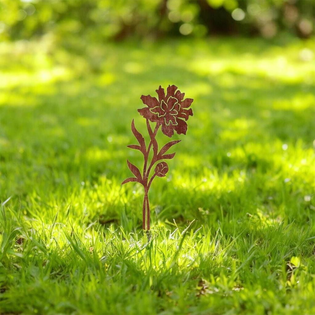 1Pc Iron Flower Decoration Ground Inserts, Country Style, Garden Piles, Suitable for Outdoor, Backyard, Lawn and Garden Decorations