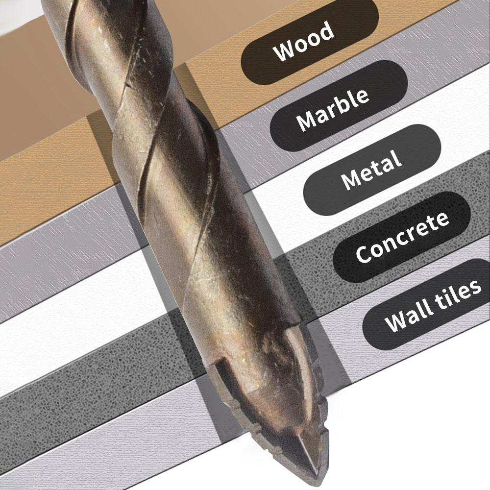 1Pc 4-Flute Serrated Eccentric Drill Bit High Hardness for Ceramic Glass Marble Concrete Tile Stainless Steel Dry Drilling